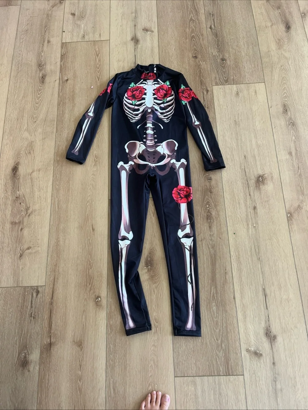 Kids Black Skeleton & Rose Costume Jumpsuit